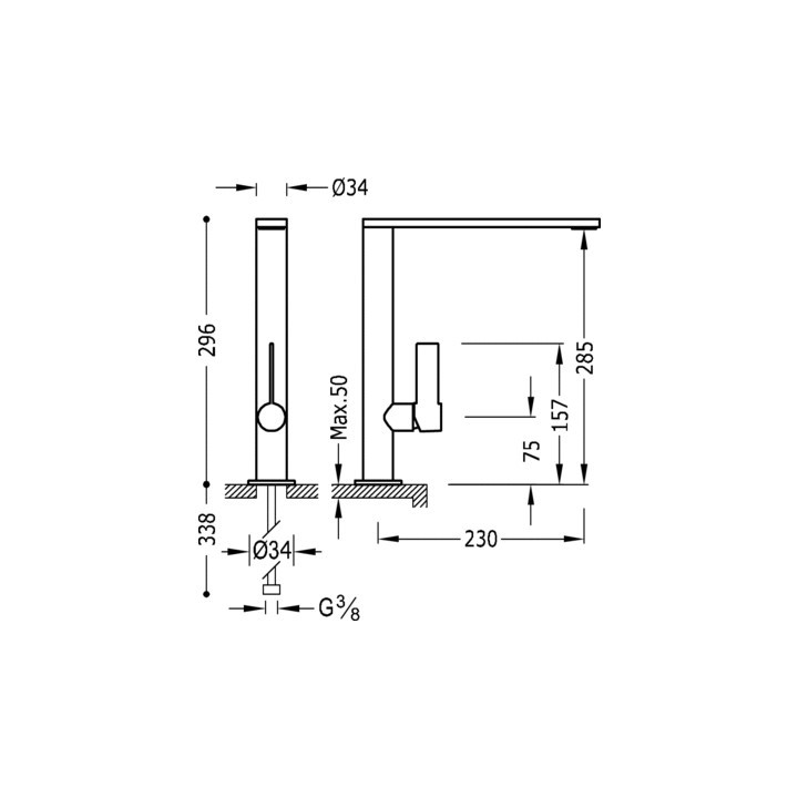 Bateria zlewozmywakowa Tres Class, stalowa- sanitbuy.pl