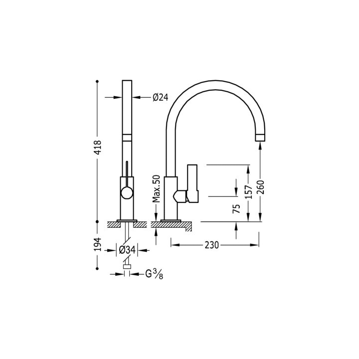 Bateria zlewozmywakowa Tres Class, stal- sanitbuy.pl