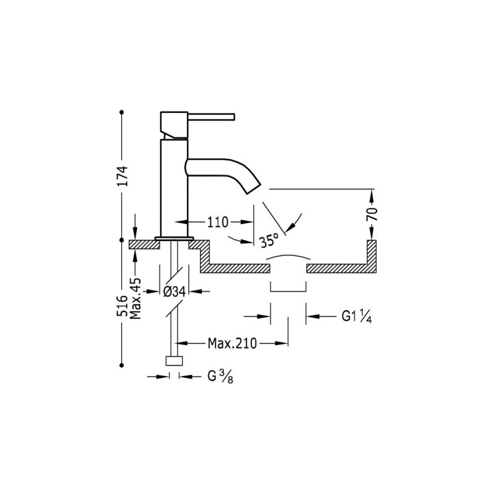 Bateria umywalkowa  Study - Tres, wys.17,4 cm- sanitbuy.pl