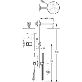 Zestaw natryskowy termostatyczny, elektroniczny  Study - Tres - sanitbuy.pl