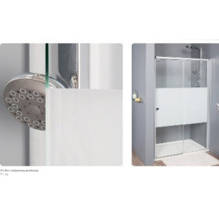 Kabina SanSwiss PUR PUE2P wejście narożne 90x90 cm, część lewa, profil chrom, szkło z pasem satynowym ( z profilem przyściennym)