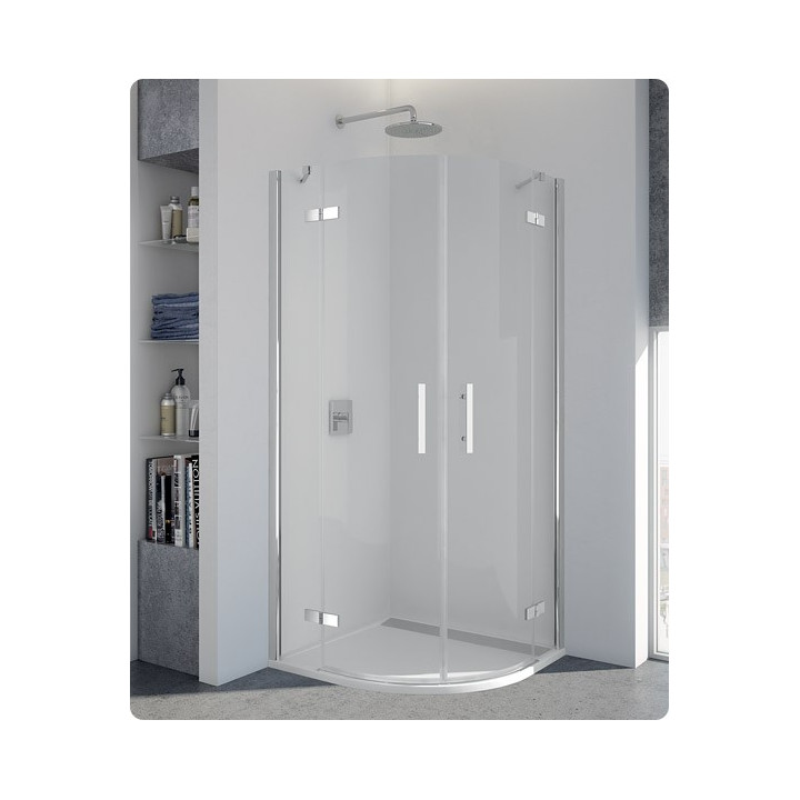 Kabina półokrągła SanSwiss Pur PU4P z drzwiami dwuczęściowymi 90 cm, profil chrom, szkło przeźroczyste (montaż z profilem) - san