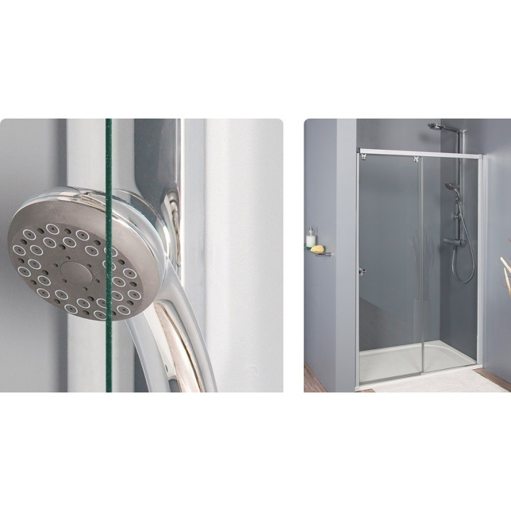 Kabina SanSwiss półokrągła Pur P3P  drzwi 1-częściowe prawe 80 cm,  chrom, szkło przeźroczyste (montaż z profilem) - sanitbuy.pl