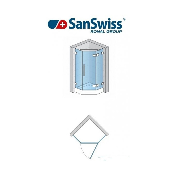 Ścianka do  kabiny pięciokątnej SanSwiss Pur 30 - 100 cm, szkło przeźroczyste (montaż z profilem)- sanitbuy.pl