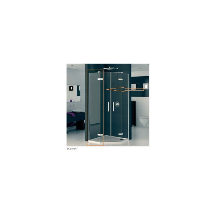 Ścianka do  kabiny pięciokątnej SanSwiss Pur PUT52P  30 - 100 cm, szkło przeźroczyste (montaż z profilem)- sanitbuy.pl