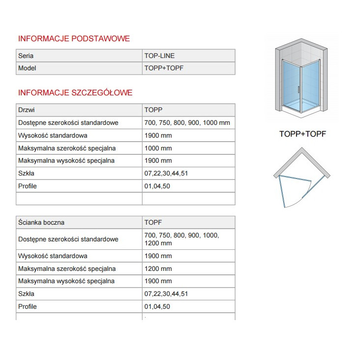 Drzwi jednoczęściowe SanSwiss TOP-LINE 80 cm, połysk, szkło przeźroczyste- sanitbuy.pl