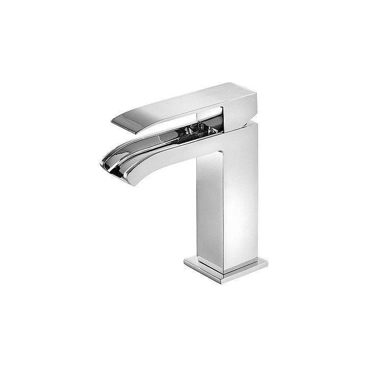 Bateria umywalkowa  Cuadro Tres z otwartą wylewką  kaskadową oraz korkiem, wys 16 cm- sanitbuy.pl