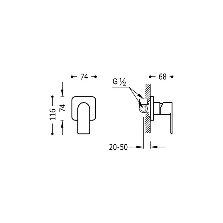 Bateria natryskowa Tres Loft, podtynkowa, chrom- sanitbuy.pl