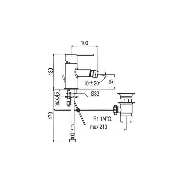Bateria bidetowa Tres - Lex, chrom- sanitbuy.pl