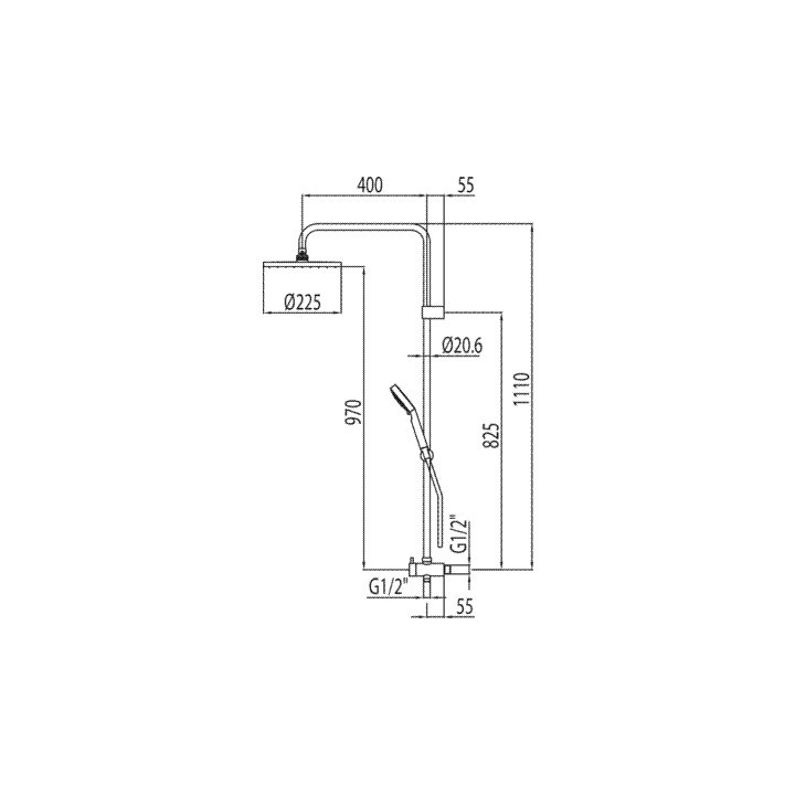 Komplet natryskowy Tres Eco-Term, słuchawka - drążek - deszczownica - sanitbuy.pl