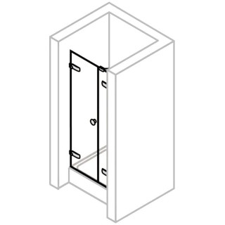 Drzwi skrzydłowe lewe ze ścianką stałą w lini Huppe Enjoy ELEGANCE, profil chrom eloxal, szkło przeźroczyste- sanitbuy.pl