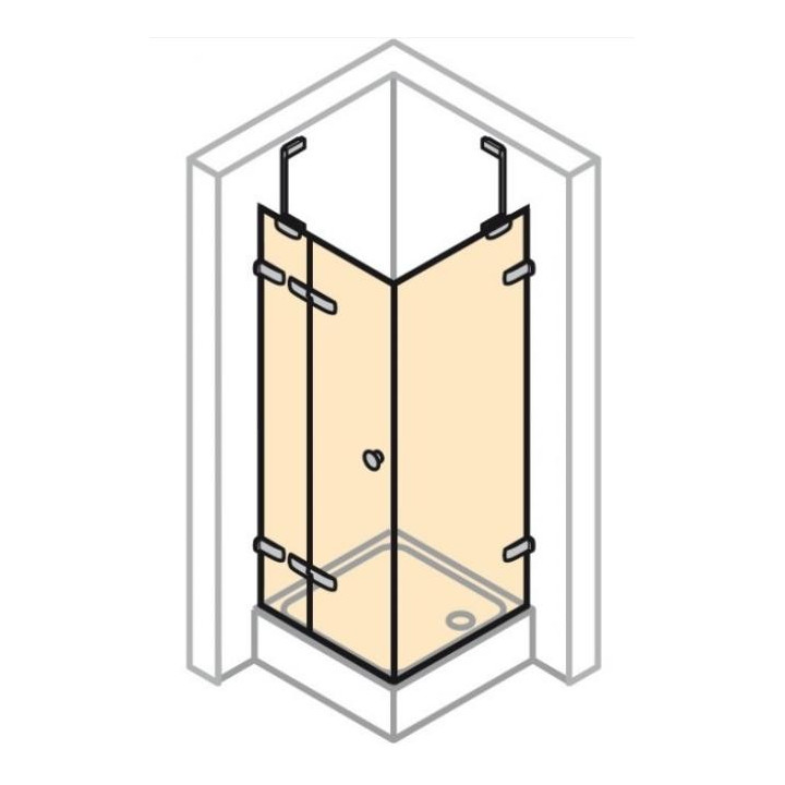 Kabina drzwi skrzydłowe lewe ze ścianką boczną Huppe Enjoy PURE, chrom eloxal, szkło przeźroczyste- sanitbuy.pl