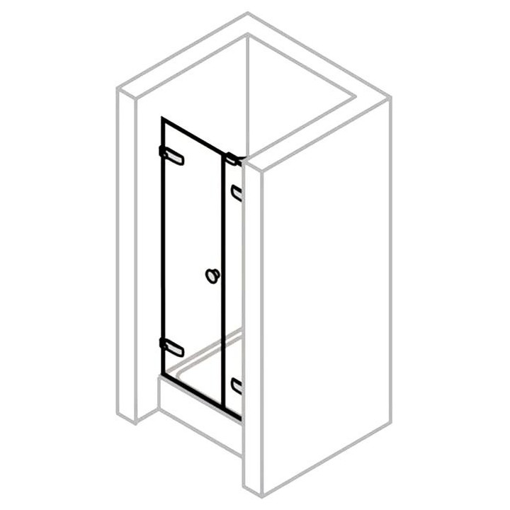 Drzwi skrzydłowe lewe ze ścianką stałą w lini Huppe Enjoy ELEGANCE, profil chrom eloxal, szkło przeźroczyste- sanitbuy.pl