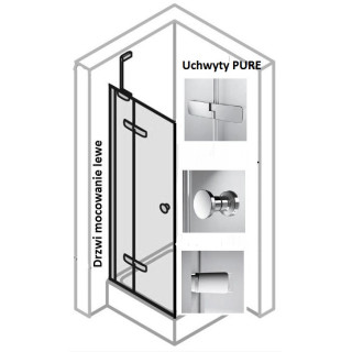 Drzwi do ścianki bocznej lewe Huppe Enjoy PURE 75 cm, montaż na brodziku, chrom, szkło przeźroczyste z Anti -Plaque- sanitbuy.pl