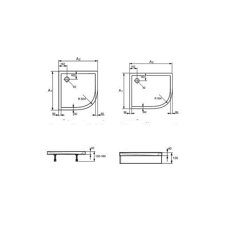 Brodzik Huppe Purano półokrągły 1000x1000 mm- sanitbuy.pl