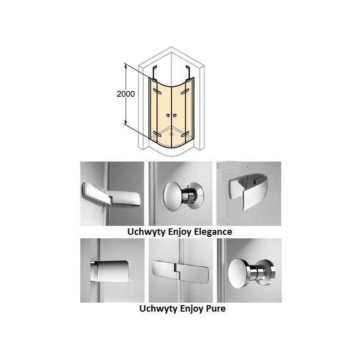 Kabina Huppe Enjoy Elegance 100x100 cm, monataż na brodziku, chrom eloxal, szkło przeźroczyste z Anti-Plaque- sanitbuy.pl
