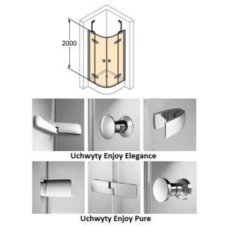 Kabina Huppe Enjoy Elegance 100x100 cm, monataż na brodziku, chrom eloxal, szkło przeźroczyste z Anti-Plaque- sanitbuy.pl