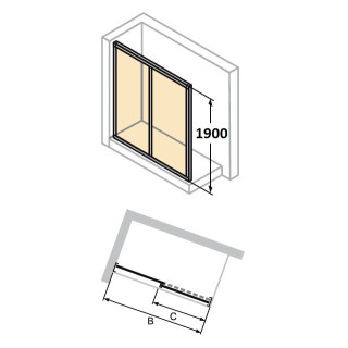 Drzwi suwane Huppe Classics 100 cm z elementem stałym, srebrny połysk, szkło przeźroczyste- sanitbuy.pl
