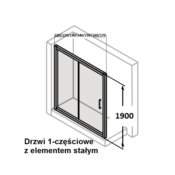 Drzwi suwane Huppe Classics 100 cm z elementem stałym, srebrny połysk, szkło przeźroczyste- sanitbuy.pl