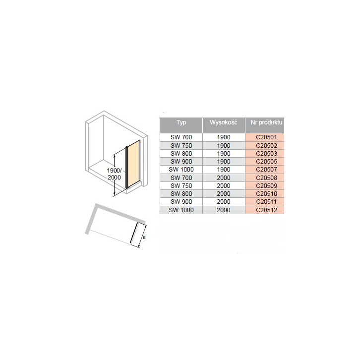 Ścianka boczna do drzwi suwanych Huppe Classics 70 cm, srebrny matowy, szkło przeźroczyste - sanitbuy.pl