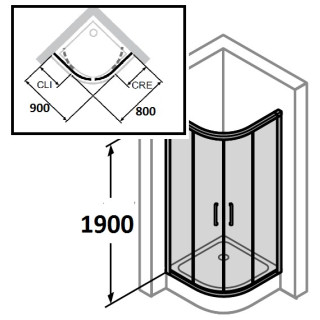 Kabina półokrągła drzwi suwane Huppe Classics 100x100 cm, srebrny matowy, szkło przeźroczyste - sanitbuy.pl