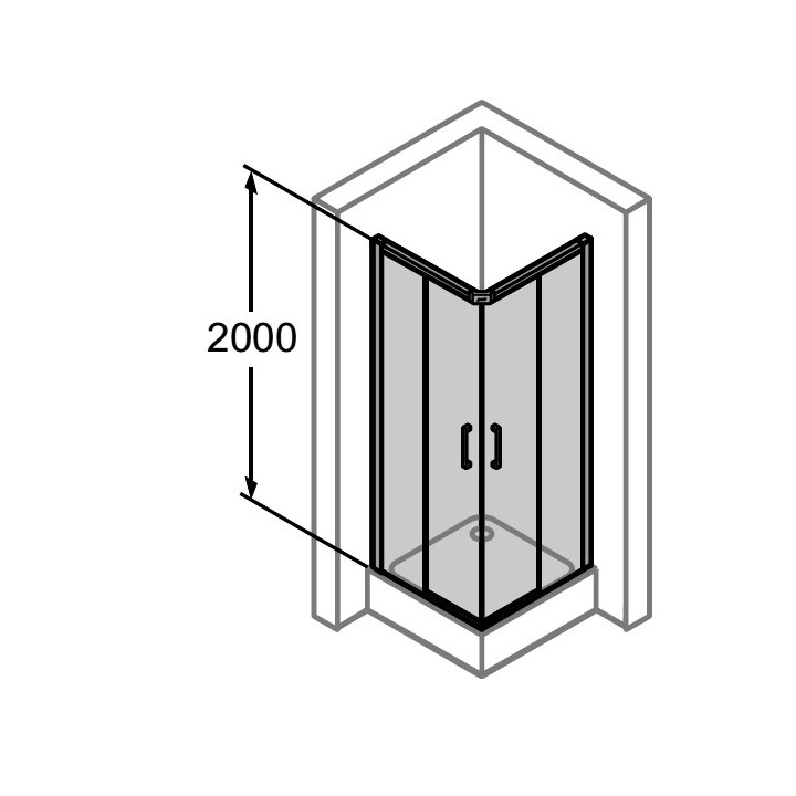 Kabina wejście narożne suwane Huppe Classics 80x80 cm, wys. 200 cm, srebrny mat , szkło przeźroczyste z powłoką Anti Plaque - sa