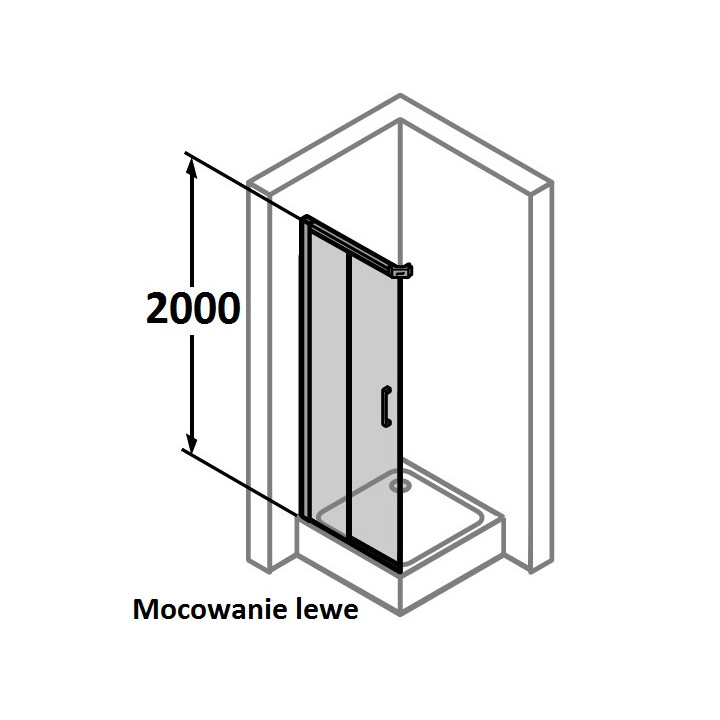 Drzwi suwane 2 częściowe wejście Huppe Classics 80 cm, LEWE, srebrny połysk , szkło przeźroczyste z powłoką Anti Plaque - sanitb