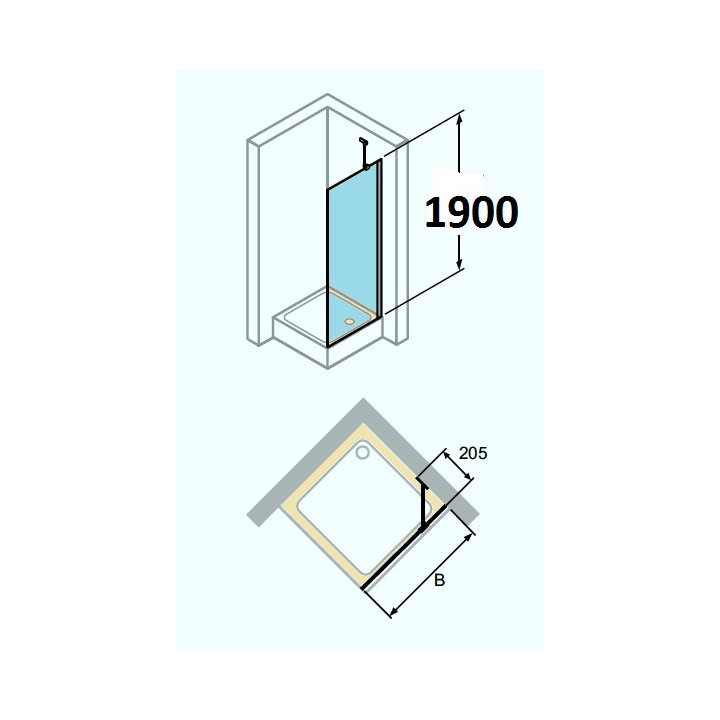Ścianka boczna Huppe Classics2  do drtzwi wachadłowych 70 cm, wys. 190 cm, srebrny mat, szkło przeźroczyste z Anti Plaque- sanit