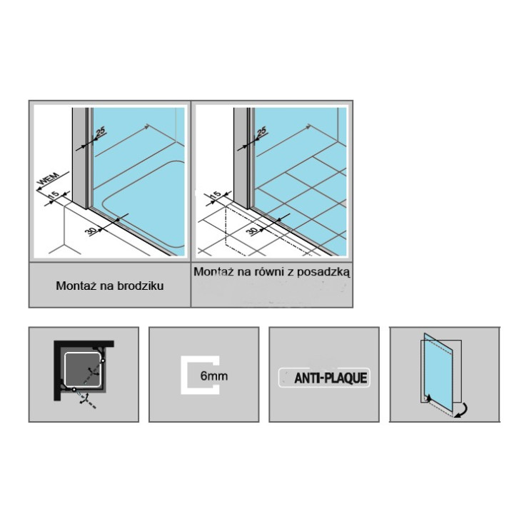 Kabina wejście narożne Huppe Classics 80x80 cm, wys. 190 cm, srebrny mat, szkło przeźroczyste z Anti Plaque - sanitbuy.pl