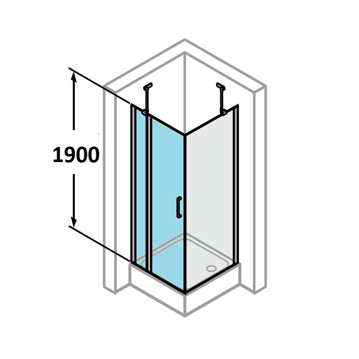 Drzwi skrzydłowe z elementem stałym Huppe Classics 80 cm, wys. 190 cm, srebrny mat, szkło przeźroczyste z Anti Plaque - sanitbuy