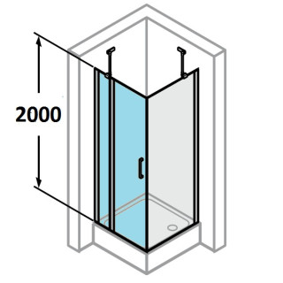Drzwi skrzydłowe z elementem stałym Huppe Classics 80 cm, wys. 200 cm, srebrny mat, szkło przeźroczyste z Anti Plaque - sanitbuy