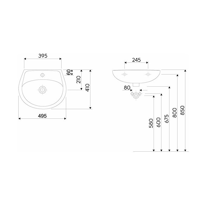 Umywalka Koło Idol wisząca, bez otworu i z przelewem, 50x41 cm, biała- sanitbuy.pl