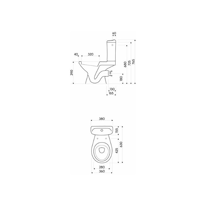 Miska Koło Idol kompaktowa lejowa, z odpływem poziomym, wysokość 39 cm, biała- sanitbuy.pl