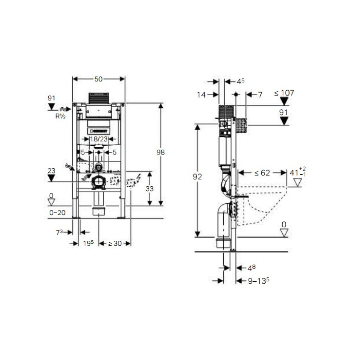 Element montażowy Geberit Duofix Omega do miski wiszącej, 50x112 cm, H112- sanitbuy.pl