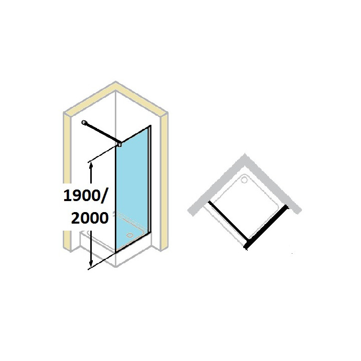 Ścianka do drzwi wachadłowych Huppe Classics 75 cm, wys. 190 cm, srebrny mat, szkło przeźroczyste z Anti Plaque- sanitbuy.pl