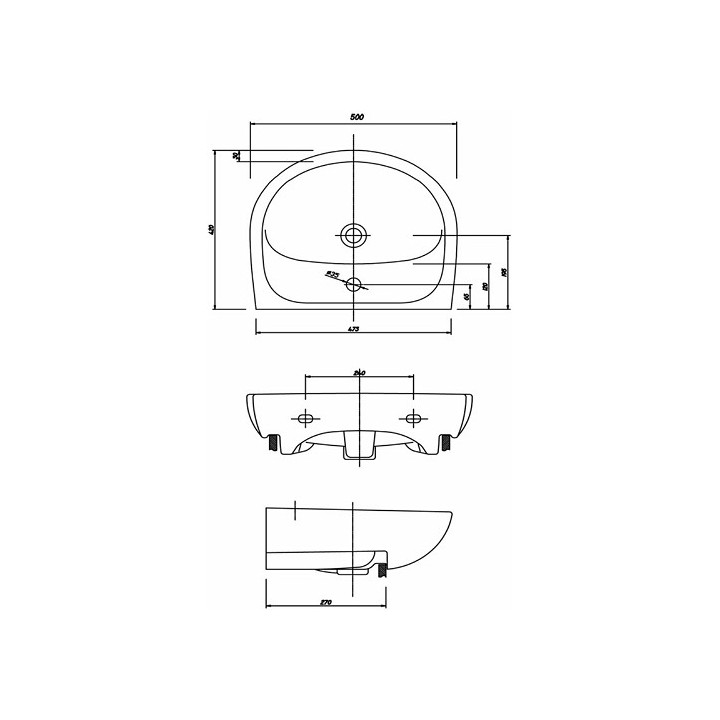 Umywalka Koło Solo meblowa, z otworem i z przelewem, 50x42 cm, biała- sanitbuy.pl