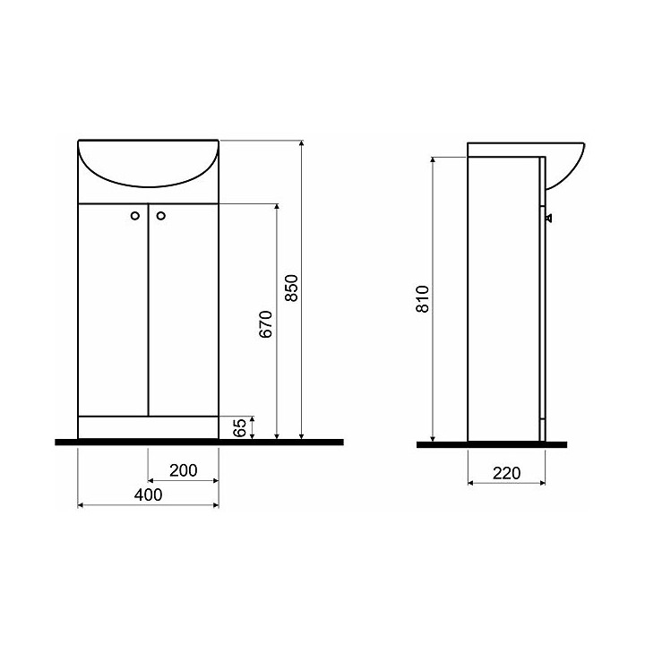 Zestaw łazienkowy Koło Solo umywalka meblowa (40x33 cm) z szafką stojącą (39x81x22 cm), biały połysk- sanitbuy.pl