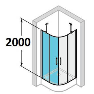 Drzwi skrzydłowe półokragłe  (pół kabiny) Huppe Classics 80 cm, wys. 200 cm, srebrny poler, szkło przeźroczyste z Anti Plaque- s