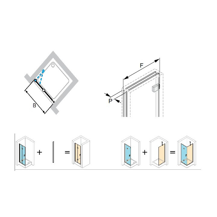 Drzwi prysznicowe Huppe Design Pure składane, szer. 900 mm, szkło z powłoką Anti-Plaque- sanitbuy.pl