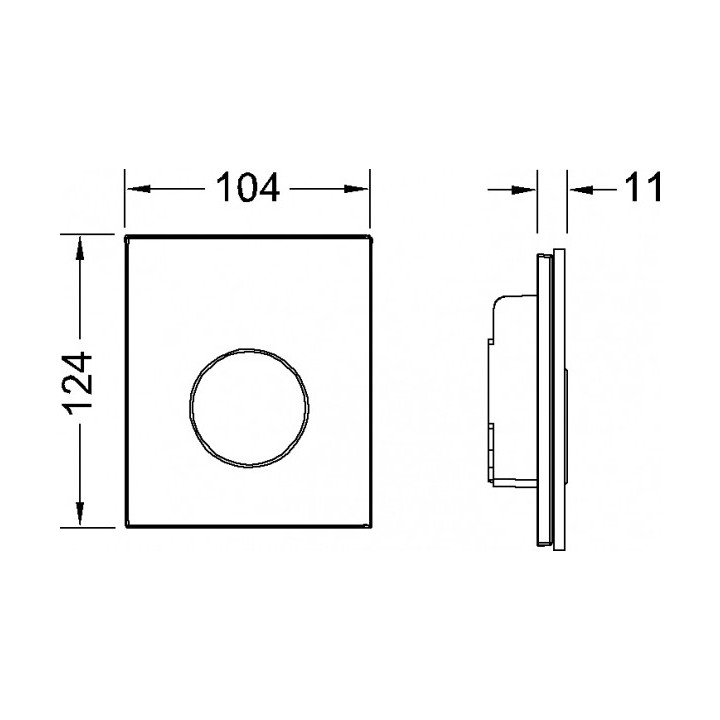 Przycisk spłukujący TECEloop do pisuaru z wkładką zaworową, szkło czarne, przycisk stal szczotkowana- sanitbuy.pl