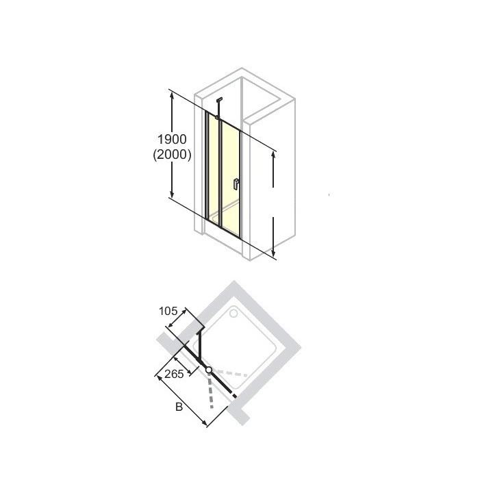 Drzwi prysznicowe Huppe Design Pure skrzydłowe ze stałym segmentem 800 mm- sanitbuy.pl