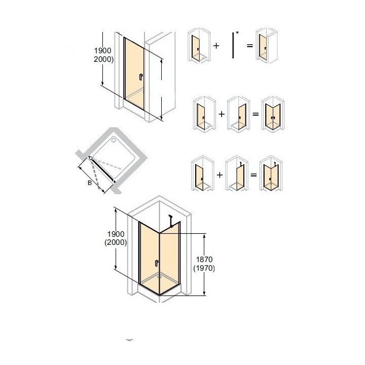 Drzwi prysznicowe Huppe Design Pure - skrzydłowe, szer. 900mm- sanitbuy.pl
