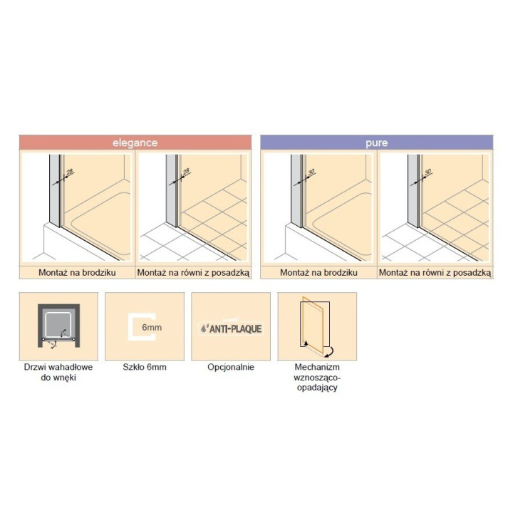 Drzwi do wnęki Huppe Design Pure 160 cm, wys. 200 cm, ze stałym segmentem i częścią boczną, chrom, przeźroczyste z Anti Plaque- 