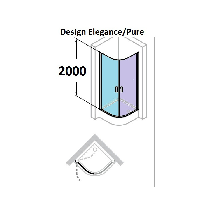Drzwi skrzydłowe Huppe Design PURE, 1-część, 80 cm, wys. 200 cm, chrom, szkło przeźroczyste z antiPlaque- sanitbuy.pl