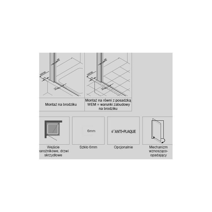 Kabina wejście narożne Huppe Classics 2 80x80 cm, wys. 200 cm, srebrny mat, szkło przeźroczyste z Anti Plaque- sanitbuy.pl