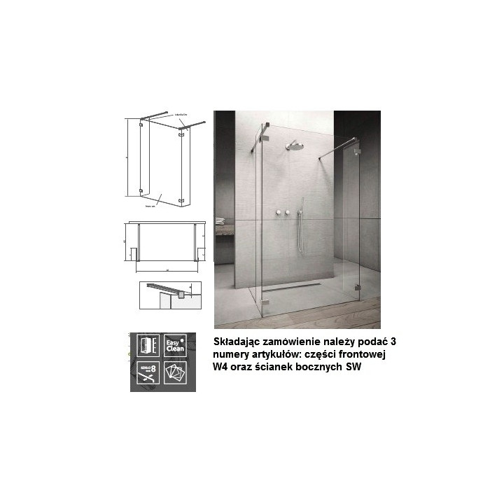 Parawan Radaway Essenza New 2- częściowy 120 cm, szkło przeźroczyste EasyClean- sanitbuy.pl