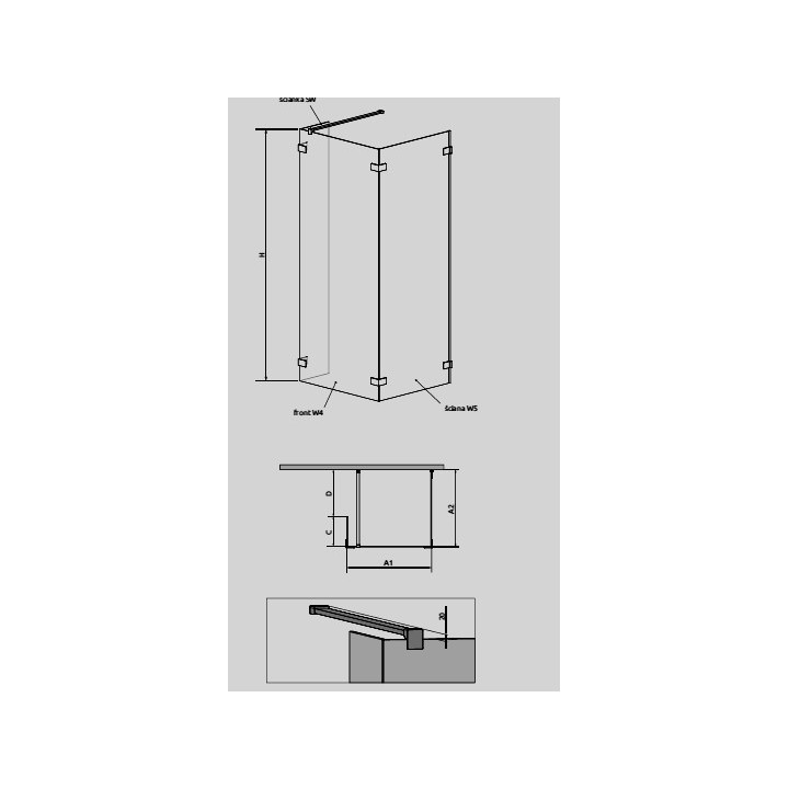 Kabina Radaway Euphoria Walk-in IV 100, ścianki boczne 30 i 80 cm, chrom, szkło przeźroczyste- sanitbuy.pl