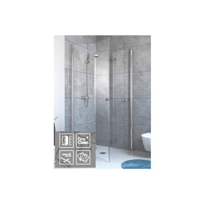 Kabina Radaway Fuenta New KDD-B 80 cm cześć prawa, chrom, szkło przeźroczyste EasyClean- sanitbuy.pl