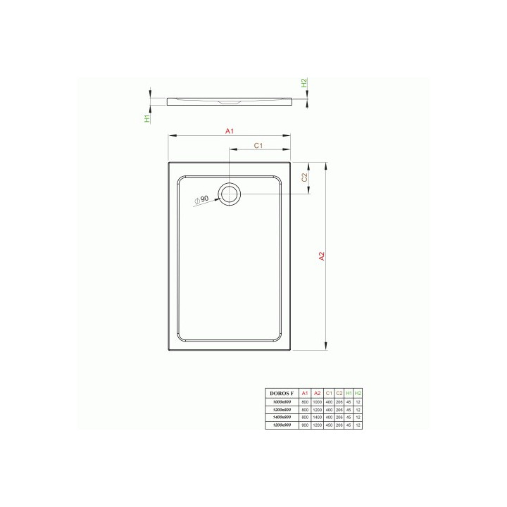Brodzik Radaway LAROS E 80x100 cm, półokragły prawy- sanitbuy.pl