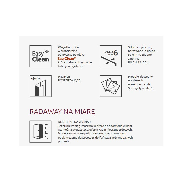 Drzwi do ścianki Radaway Fuenta New KDJ 80 cm, chrom, szkło przeźroczyste EasyClean- sanitbuy.pl